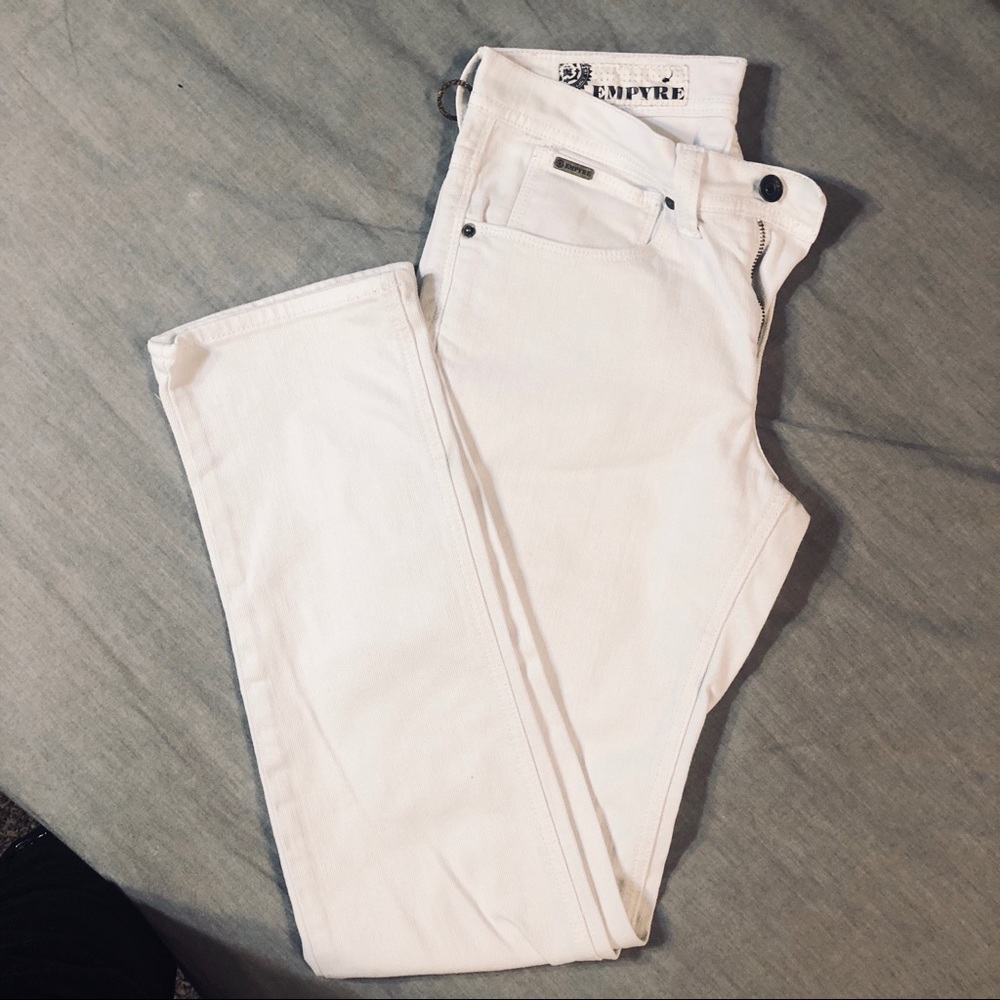 EMPYRE | Slim Cut White Denim w/ Metal Accents